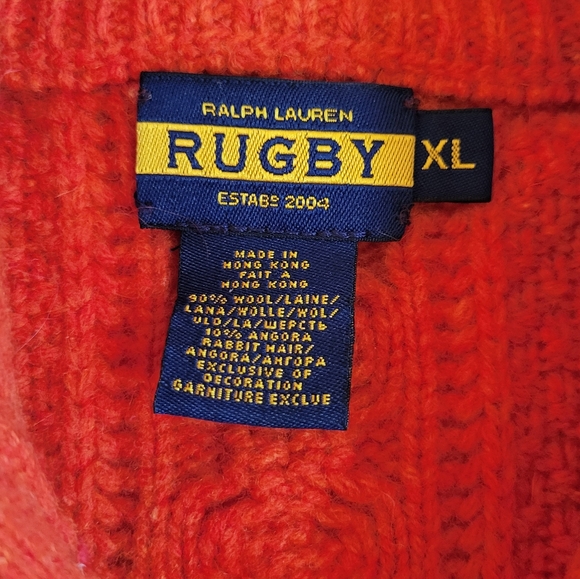 Ralph Lauren Rugby Wool Burnt Orange Zip-Up Sweater - Picture 10 of 14